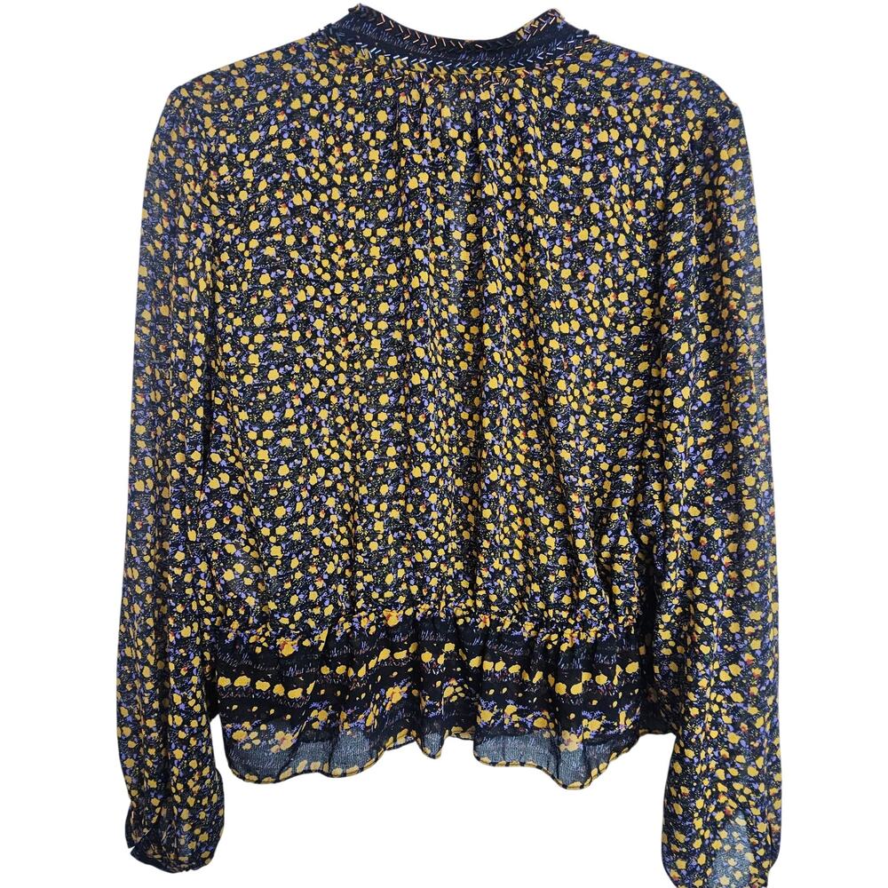 Free People If I Had You Floral Beaded Top Size M Embellished Boho Cottagecore - Picture 10 of 10
